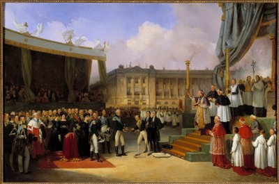 Charles X legt und segnet den Grundstein des Denkmals zum Gedenken an Ludwig XVI. am 3. Mai von Joseph Beaume