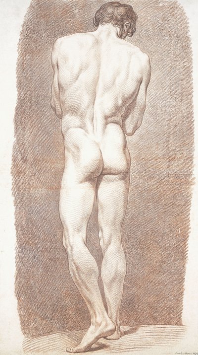 Studie eines männlichen Aktes, von hinten gesehen, 1774 von Joseph Benoît Suvée