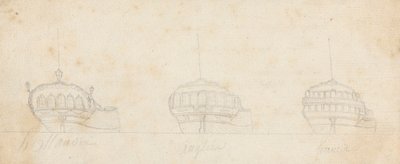 Dekorative Heckspiegel von drei Schiffen von Joseph Cartwright
