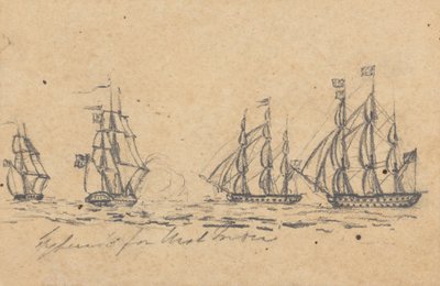 Bestimmt (?) für Westindien: Vier Schlachtschiffe von Joseph Cartwright