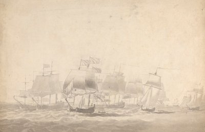 Mehrere Schiffe in Schlachtformation bei schwerer See von Joseph Cartwright