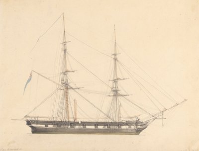 Einzelne Brigg mit Union Jack und drei Figuren von Joseph Cartwright