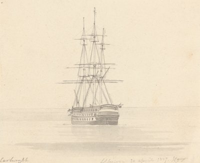 Einzelne Fregatte, Heck vorwärts; Albion 20. April 1817 von Joseph Cartwright