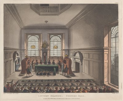 Lotterieziehung, Coopers Hall, 1. Februar 1809 von Joseph Constantine Stadler