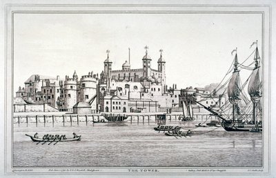 Südansicht des Tower of London mit Booten auf der Themse, 1795 von Joseph Constantine Stadler