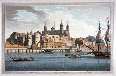 Südansicht des Tower of London mit Booten auf der Themse, 1795 von Joseph Constantine Stadler