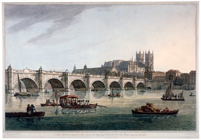 Westminster Bridge, Westminster Abbey und Westminster Hall, London, 1789 von Joseph Constantine Stadler