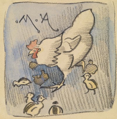 Weiße Henne und Küken von Joseph Crawhall