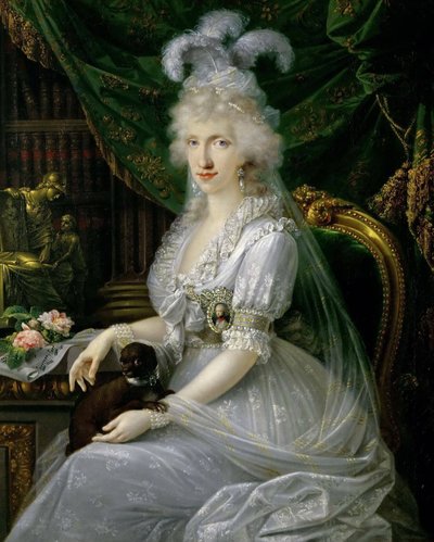 Marie Luise (Ludovica) von Neapel-Sizilien (1773-1802), Gemahlin von Ferdinand III. von Toskana, an einem Tisch sitzend von Joseph Dorffmeister