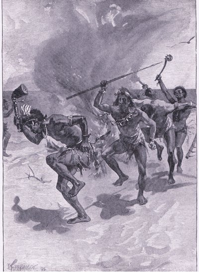 Sie tanzten alle um ein Feuer (Lithografie) von Joseph Finnemore