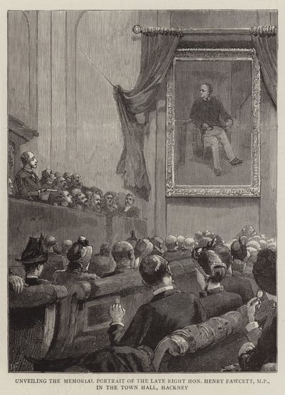 Enthüllung des Gedenkporträts des verstorbenen ehrenwerten Henry Fawcett, MP, im Rathaus von Hackney von Joseph Finnemore
