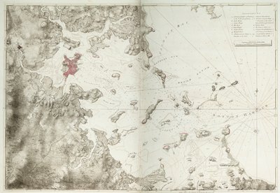 Eine Karte des Hafens von Boston von Joseph Frederick Wallet DesBarres