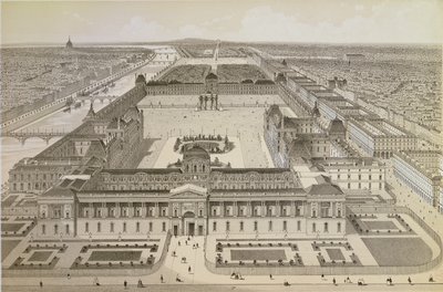 Ansicht des Louvre und der Tuilerien, ca. 1850 von Joseph Gabriel Aubrun