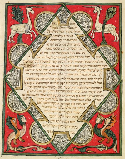 Grotesken, Illustration aus der jüdischen Cervera-Bibel, 1299 von Joseph Ha Zarefati