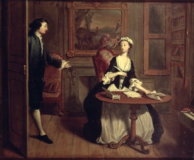 Mr. B. findet Pamela beim Schreiben, Illustration aus Richardsons 