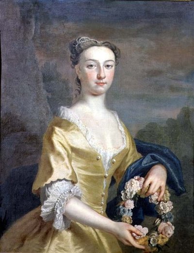 Porträt einer Dame mit einem Blumenkranz von Joseph Highmore