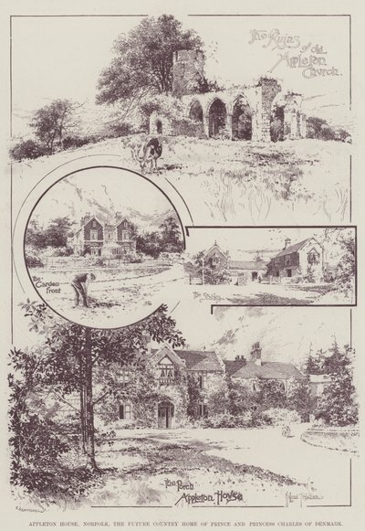 Appleton House, Norfolk, das zukünftige Landhaus von Prinz und Prinzessin Charles von Dänemark von Joseph Holland Tringham