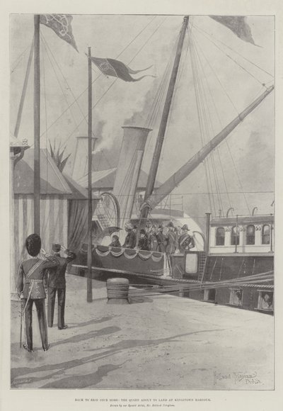 Zurück nach Erin, die Königin kurz vor der Landung im Hafen von Kingstown von Joseph Holland Tringham
