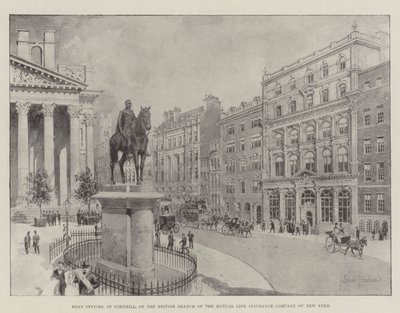 Hauptbüros in Cornhill, der britischen Niederlassung der Mutual Life Insurance Company of New York von Joseph Holland Tringham