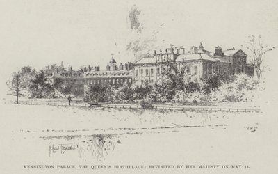 Kensington Palace, der Geburtsort der Königin, besucht von Ihrer Majestät am 15. Mai von Joseph Holland Tringham