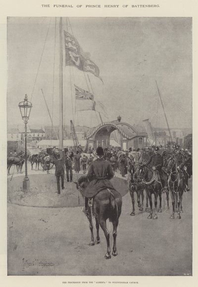 Die Beerdigung von Prinz Henry von Battenberg, der Prozession von der Alberta zur Whippingham Kirche von Joseph Holland Tringham