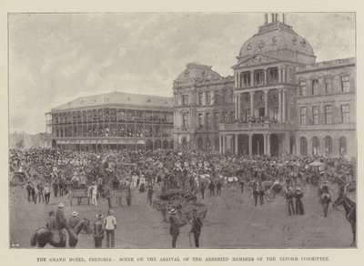 Das Grand Hotel, Pretoria, Szene bei der Ankunft der verhafteten Mitglieder des Reformkomitees von Joseph Holland Tringham
