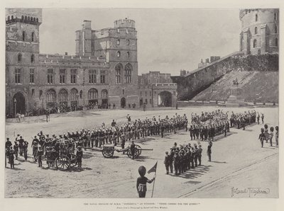 Die Marinebrigade der HMS Powerful in Windsor, Drei Hurra für die Königin! von Joseph Holland Tringham