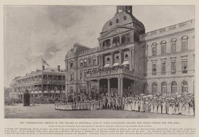 Der Dankgottesdienst auf dem Platz in Pretoria, 8. Juni, Lord Kitchener ruft zu drei Hurrahs für den König auf von Joseph Holland Tringham