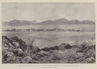 Der Transvaal-Krieg, De Aar, auf der Linie nach Kimberley, zeigt den Bahnhof und das Hotel von Joseph Holland Tringham