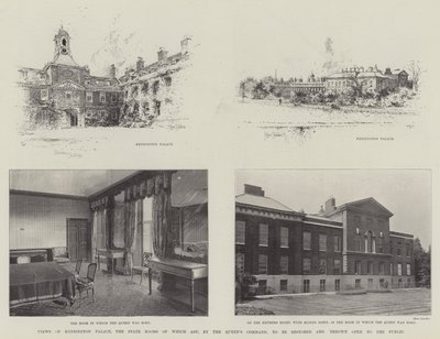 Ansichten des Kensington Palace, dessen Staatsräume auf Befehl der Königin restauriert und der Öffentlichkeit zugänglich gemacht werden sollen von Joseph Holland Tringham