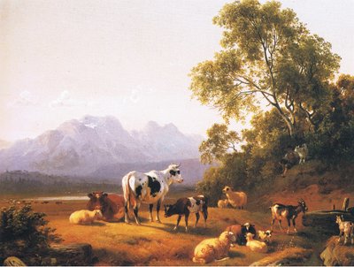 Eine niederländische pastorale Landschaft, aus einer unbekannten Zeitschrift oder einem unbekannten Buch von Joseph Jan Balkerdt