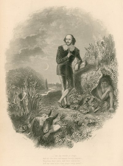 Porträt von Shakespeare mit verschiedenen seiner Kreationen von Joseph Kenny Meadows