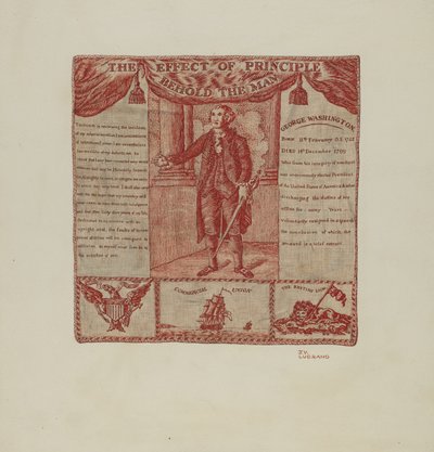 Bedruckter Stoff von George Washington, um 1939 von Joseph Lubrano