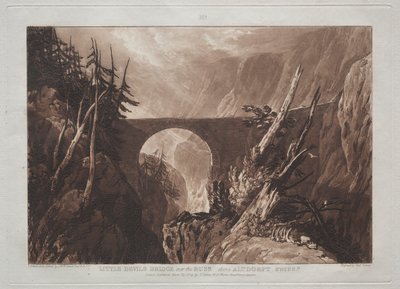 Liber Studiorum: Teufelsbrücke über den Russ, oberhalb Altdorf, Schweiz von Joseph Mallord William Turner