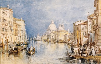 Der Große Kanal, Venedig, mit Gondeln und Figuren im Vordergrund, ca. 1818 von Joseph Mallord William Turner