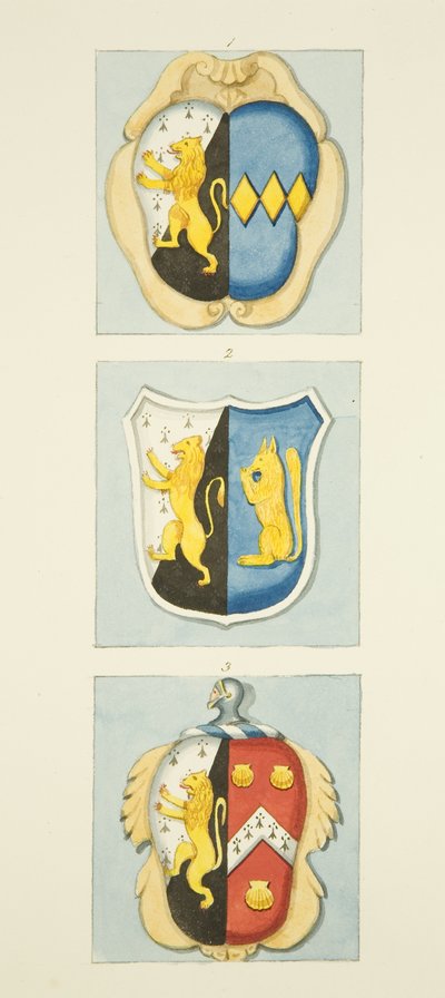 Drei Wappen auf Denkmälern in St. James
