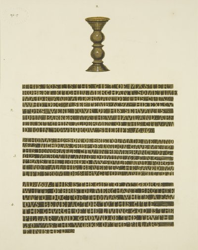 Bronzesäule (Nägel) Nr. 2, mit Inschriften von Nr. 2, 3 und 4 von Joseph Manning