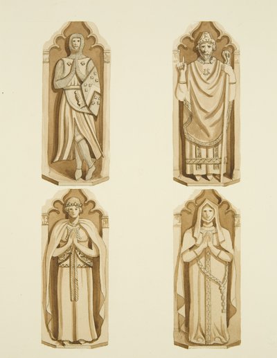 Vier Figuren, die die Türen von Clarke auf jeder Seite des Altars von St. Mark