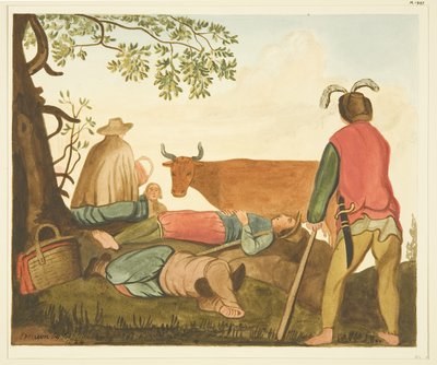 Guy, Earl of Warwick, und die Dun Cow, Kopien vom Originalgemälde von Joseph Manning