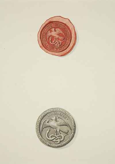 Siegel mit der Inschrift Thomas White und Abzeichen, beide vom Tempelkrankenhaus von Joseph Manning