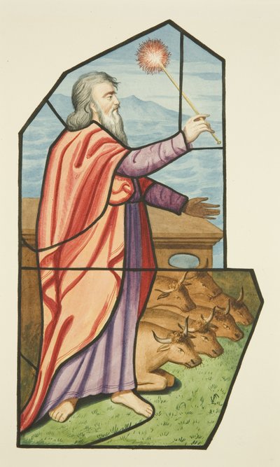 Buntglasfenster, wahrscheinlich Moses darstellend, St. Michael
