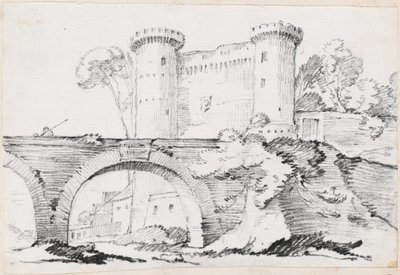 Eine Steinbrücke und der befestigte Eingang zu einer Stadt von Joseph Marie Vien