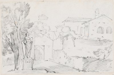 Ecke eines italienischen Gartens mit einer Kirche im Hintergrund von Joseph Marie Vien
