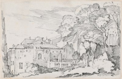 Häuser und ein Garten an einem Hang in Italien von Joseph Marie Vien
