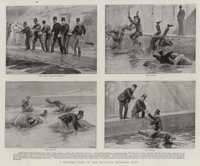 Ein Mussuck-Rennen im Calcutta-Schwimmbad von Joseph Nash