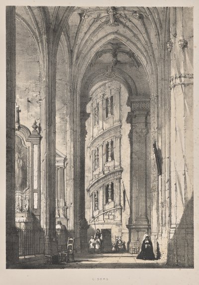 Architektur des Mittelalters: Kirche von St. Gisors, Innenansicht von Joseph Nash