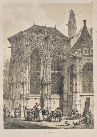 Architektur des Mittelalters: St. Jacques, Dieppe, Ostende, Außenansicht von Joseph Nash