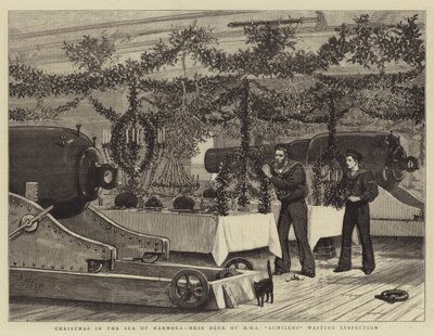 Weihnachten im Marmarameer, Mannschaftsdeck der HMS Achilles wartet auf Inspektion von Joseph Nash