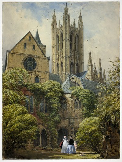 Professor, Frau, Kind und Hund in der Kathedrale von Joseph Nash