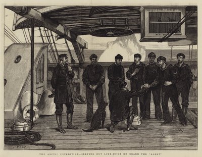 Die Arktis-Expedition, Verteilung von Limettensaft an Bord der Alert von Joseph Nash